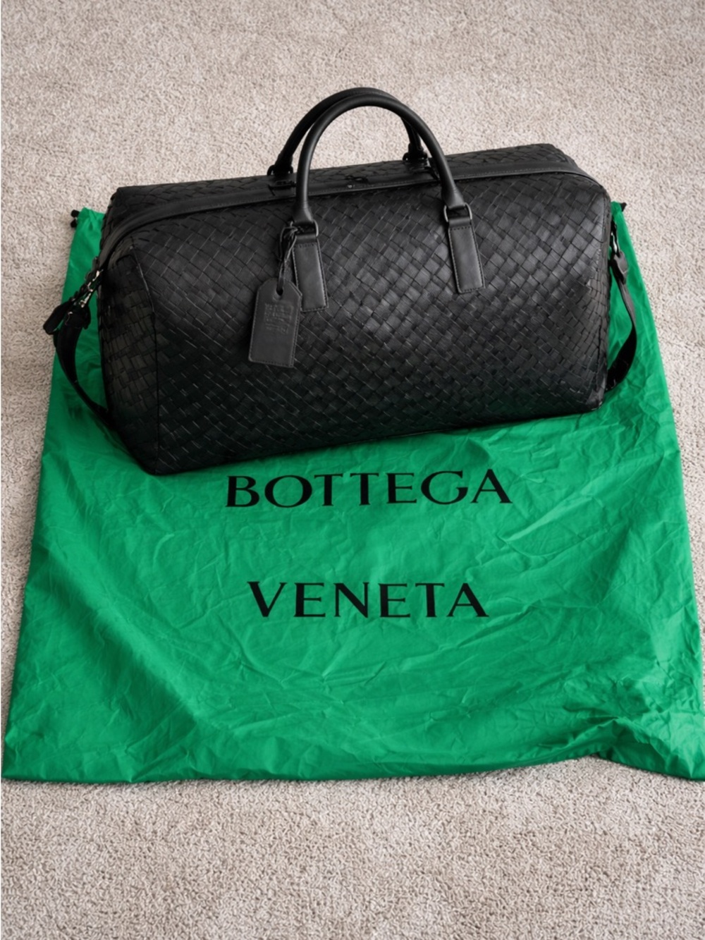 Bottega Veneta Green Logo Drawstring Dust Bag